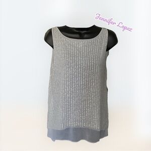 Jennifer Lopez Sequin Ivory Off White Sleeveless‎ Blouse Tank Top Size Med